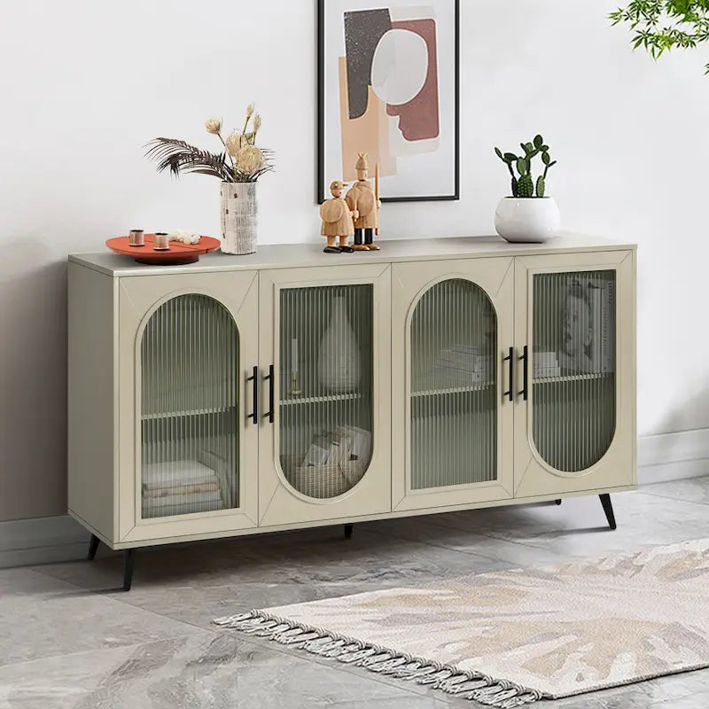 Wood TV Stand with Storage Cabinet and Adjustable Shelves for TVs up to 65 Inches