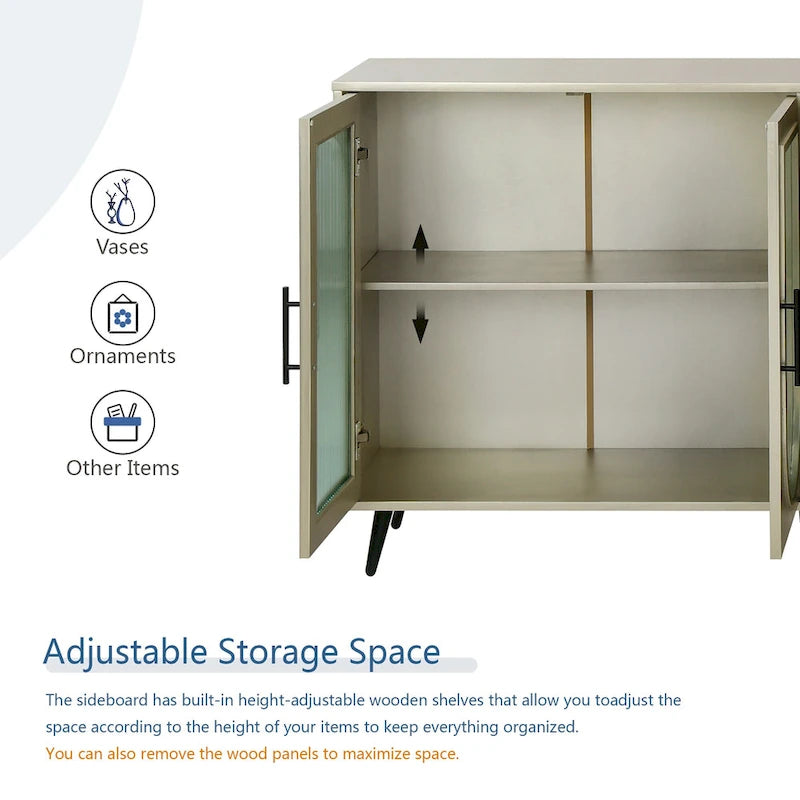 Wood TV Stand with Storage Cabinet and Adjustable Shelves for TVs up to 65 Inches