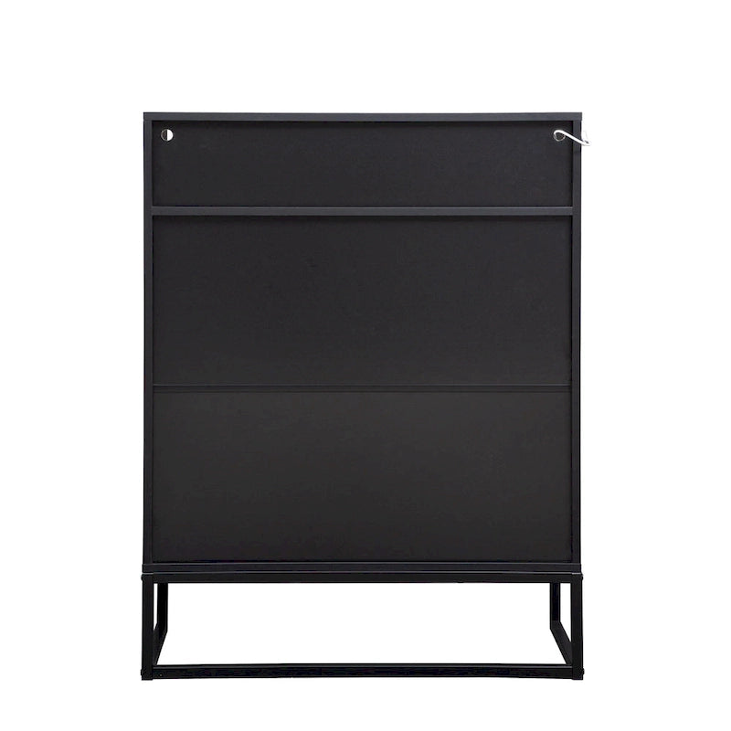 5-Tier Shoe Storage Cabinet, Wooden Shoe Cabinet with Doors Modern Shoe Organizer with Open Shelves