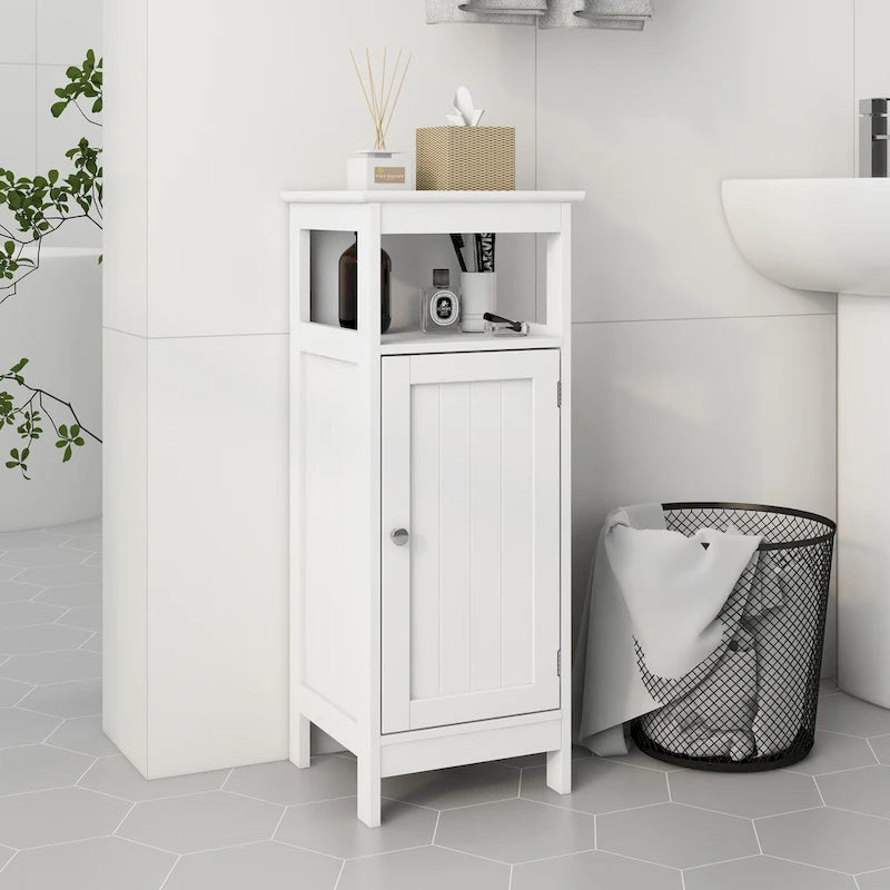 Freestanding Bathroom Single Door Cabinet with Adjustable Shelf and Space-Saving Design