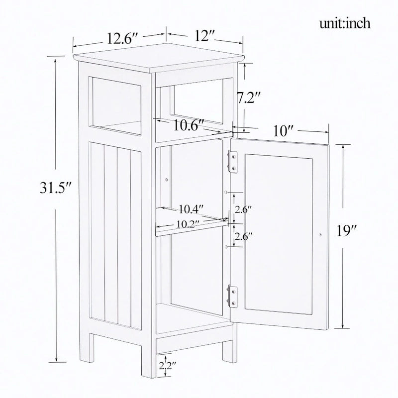 Freestanding Bathroom Single Door Cabinet with Adjustable Shelf and Space-Saving Design