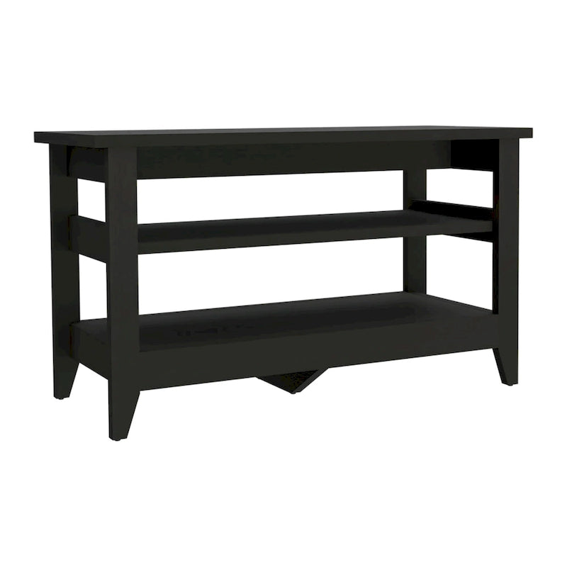 Storage Bench with 4 Legs and 2 Open Shelves