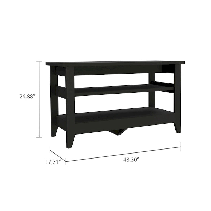 Storage Bench with 4 Legs and 2 Open Shelves