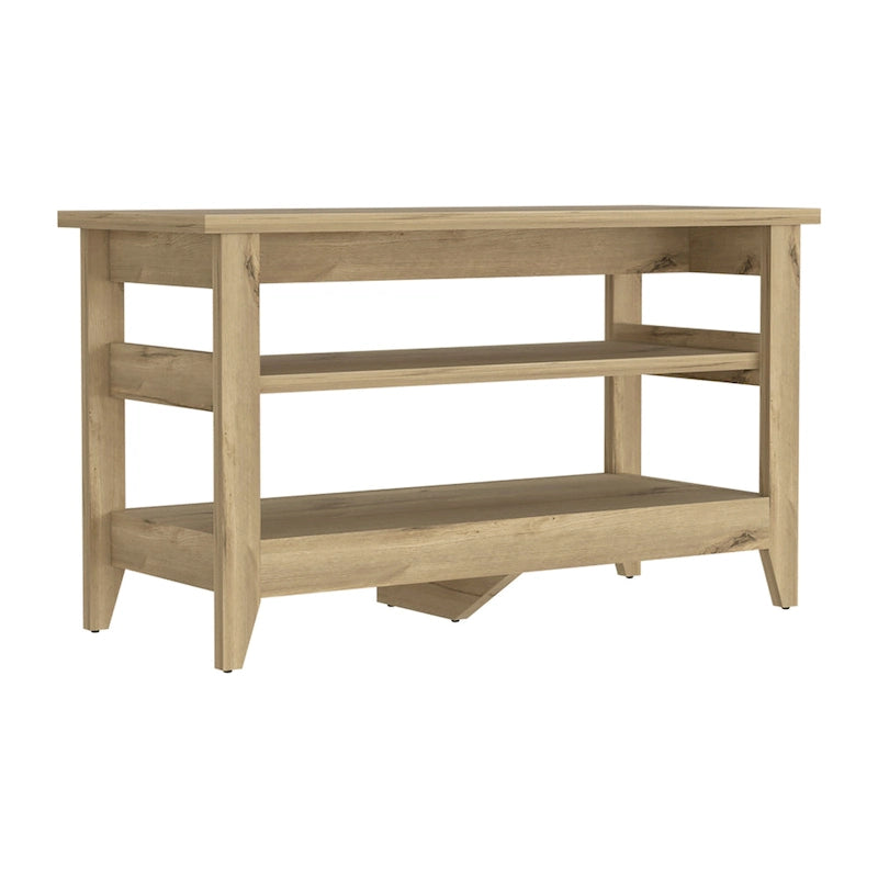 Storage Bench with 4 Legs and 2 Open Shelves