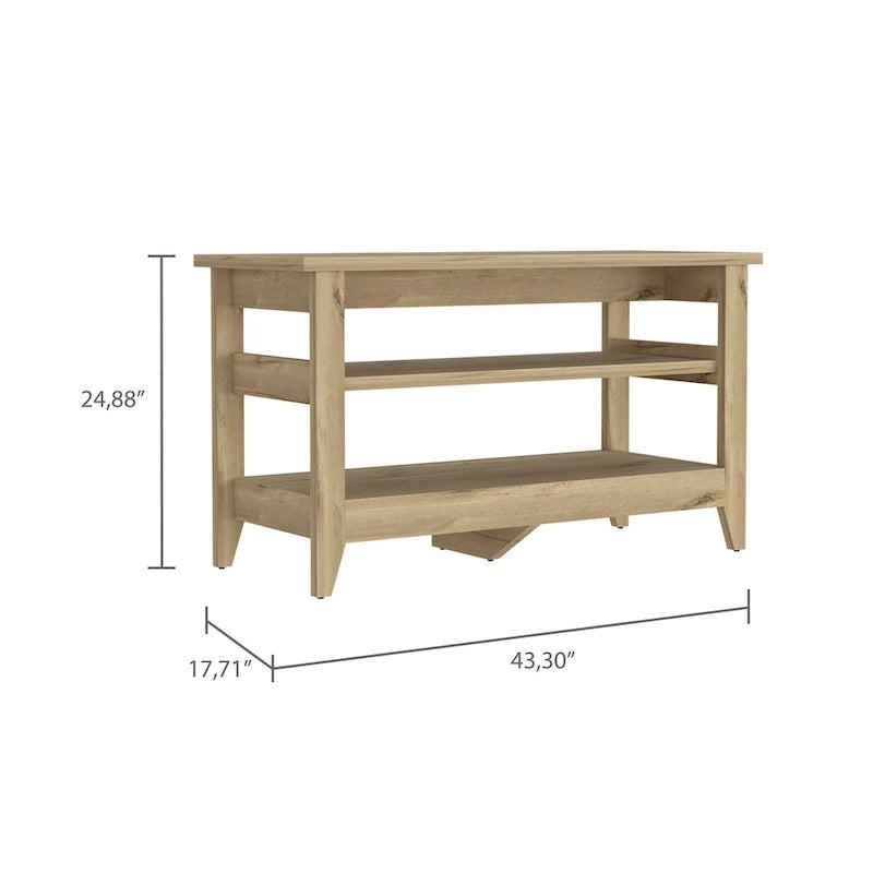 Storage Bench with 4 Legs and 2 Open Shelves