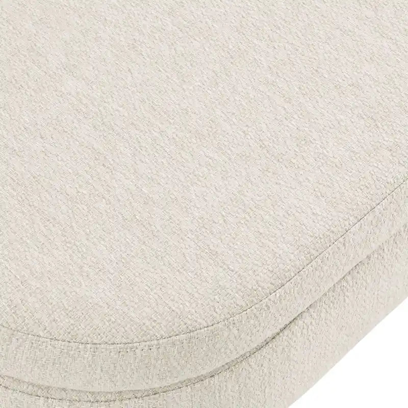 Ottoman Oval Storage Bench with Rubber Wood Legs Beige