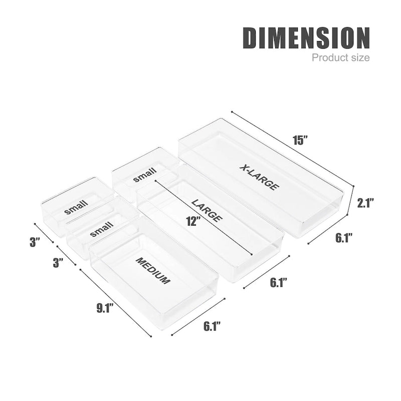Clear Drawer Organizer Set for Kitchen Storage