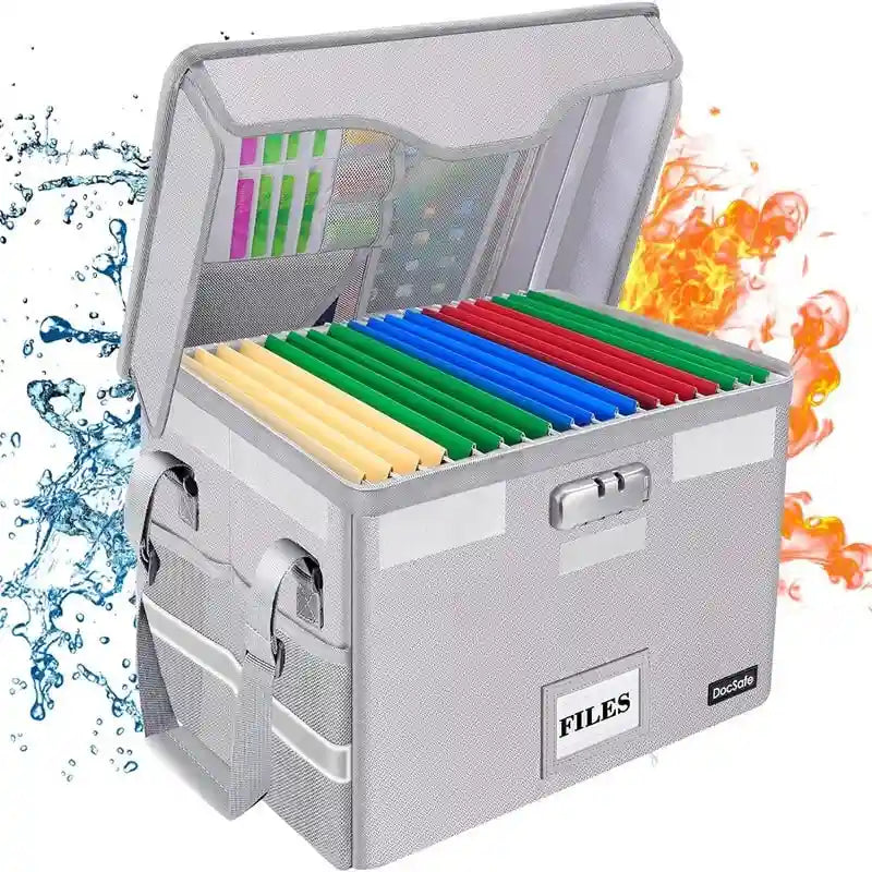 Boîte de rangement ignifuge et étanche pour documents avec serrure à combinaison