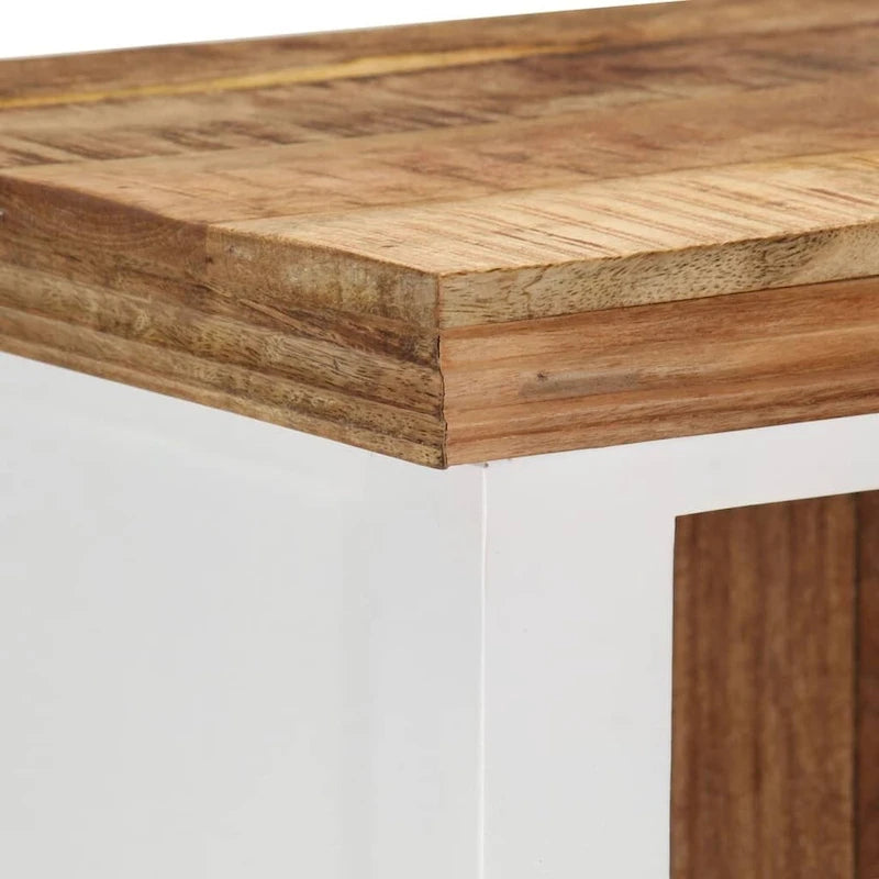 Meuble haut marron et blanc 15.7x11.8x43.3 en bois massif de manguier et d'acacia