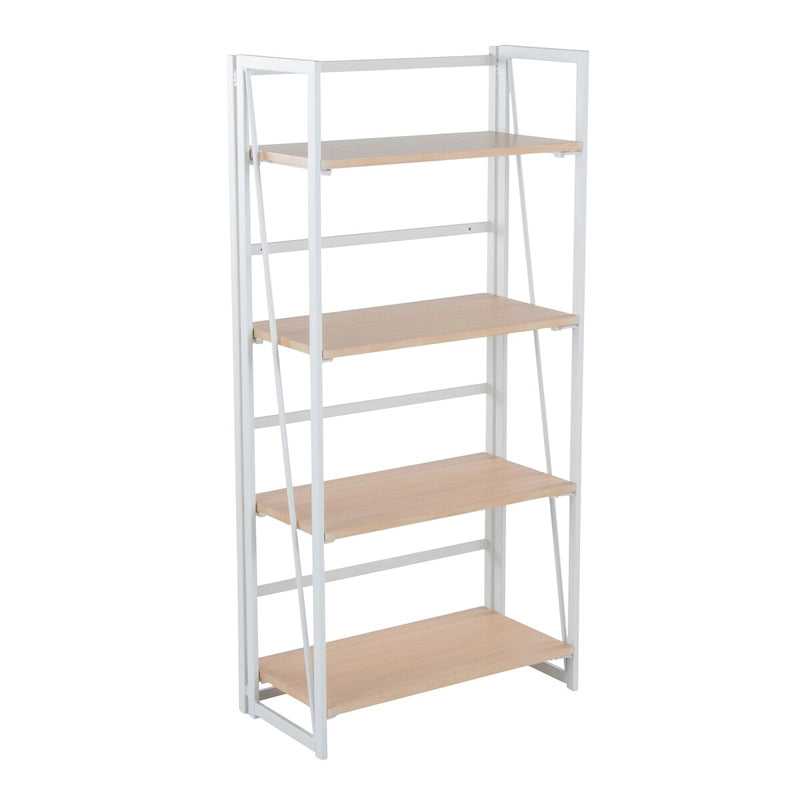Librero contemporáneo Dakota de metal pintado y madera natural
