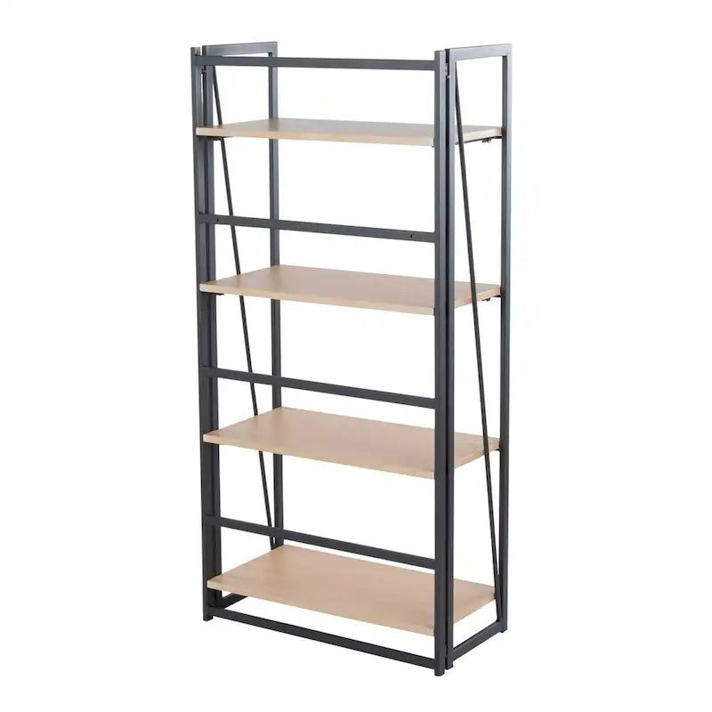 Librero contemporáneo Dakota de metal pintado y madera natural