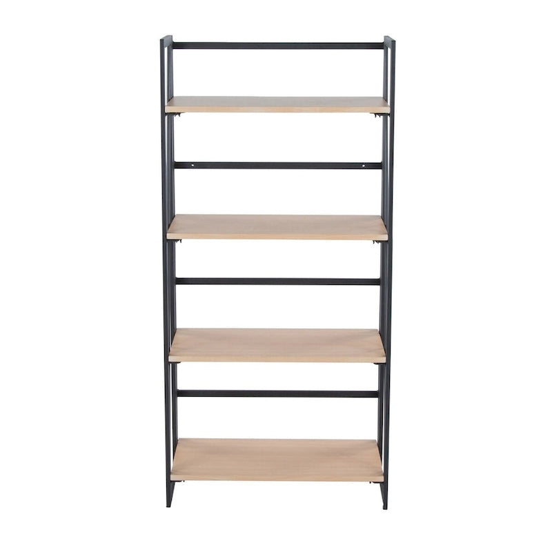 Librero contemporáneo Dakota de metal pintado y madera natural