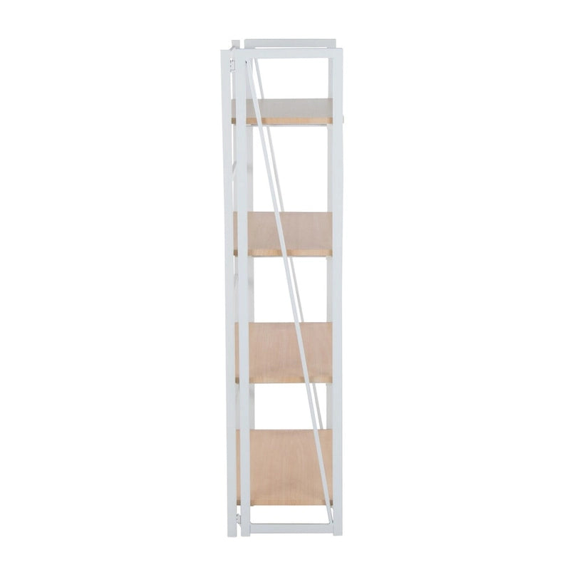 Librero contemporáneo Dakota de metal pintado y madera natural