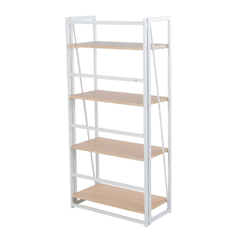 Librero contemporáneo Dakota de metal pintado y madera natural