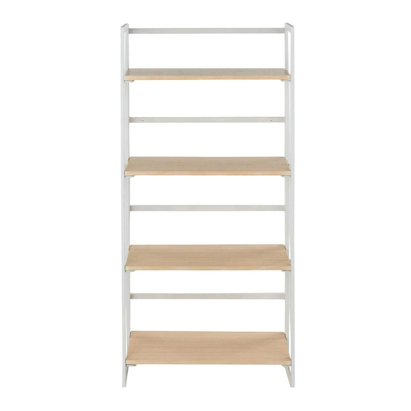 Librero contemporáneo Dakota de metal pintado y madera natural