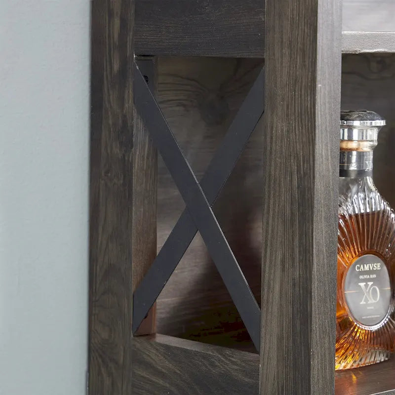 Meuble bar à café en bois au design de grange ajouré