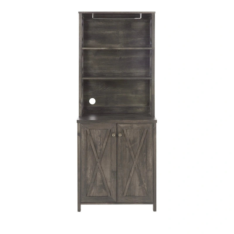 Meuble bar à café en bois au design de grange ajouré