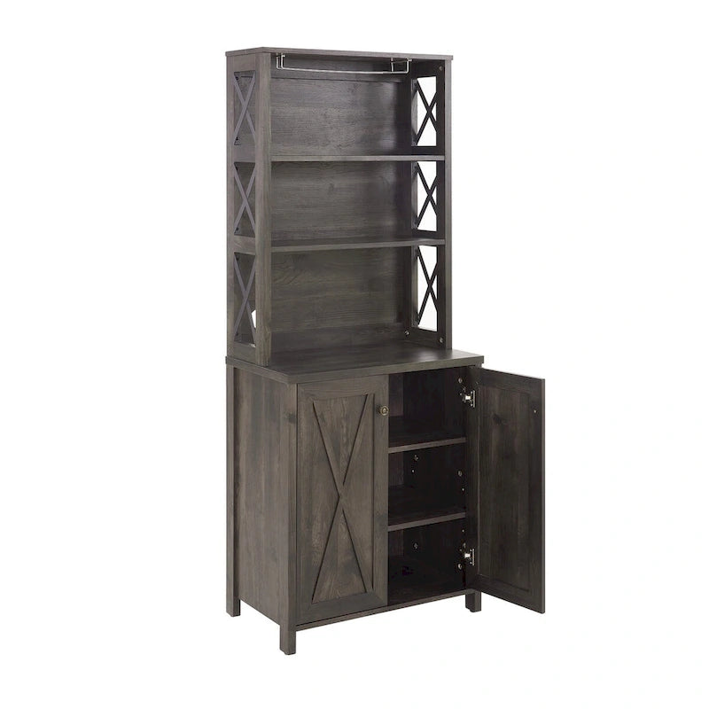 Meuble bar à café en bois au design de grange ajouré
