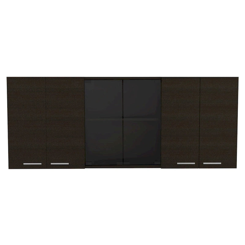 Wall Cabinet With Glass Four Interior Shelves Two Double Door