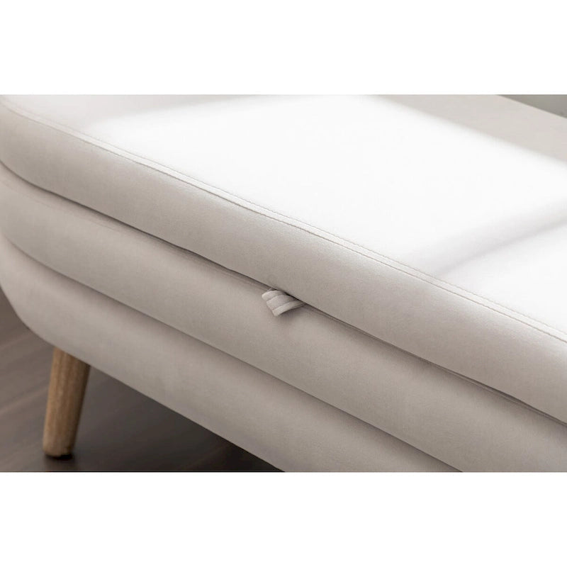 Banc de rangement en velours pour la chambre, avec pieds en bois, pour le salon ou la chambre, intérieur
