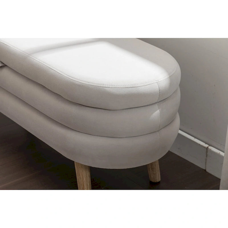 Banc de rangement en velours pour la chambre, avec pieds en bois, pour le salon ou la chambre, intérieur