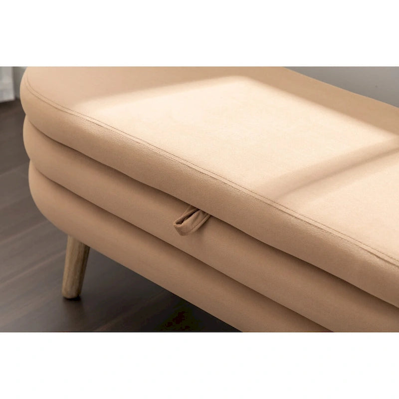 Banc de rangement en velours pour la chambre, avec pieds en bois, pour le salon ou la chambre, intérieur