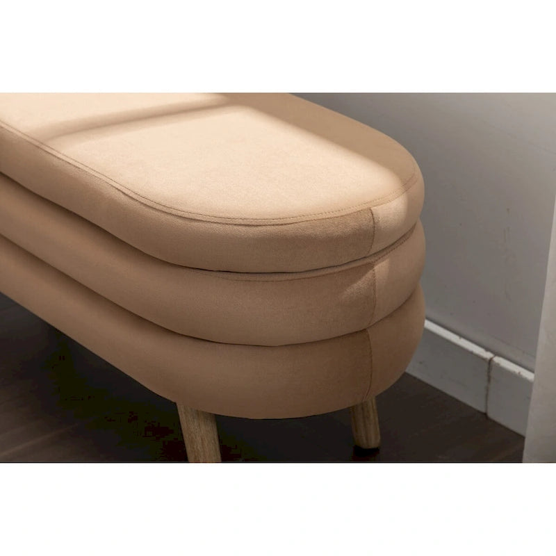 Banc de rangement en velours pour la chambre, avec pieds en bois, pour le salon ou la chambre, intérieur