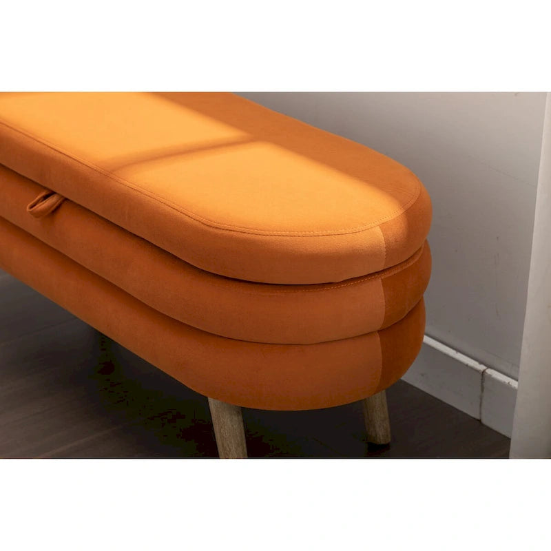Banc de rangement en velours pour la chambre, avec pieds en bois, pour le salon ou la chambre, intérieur