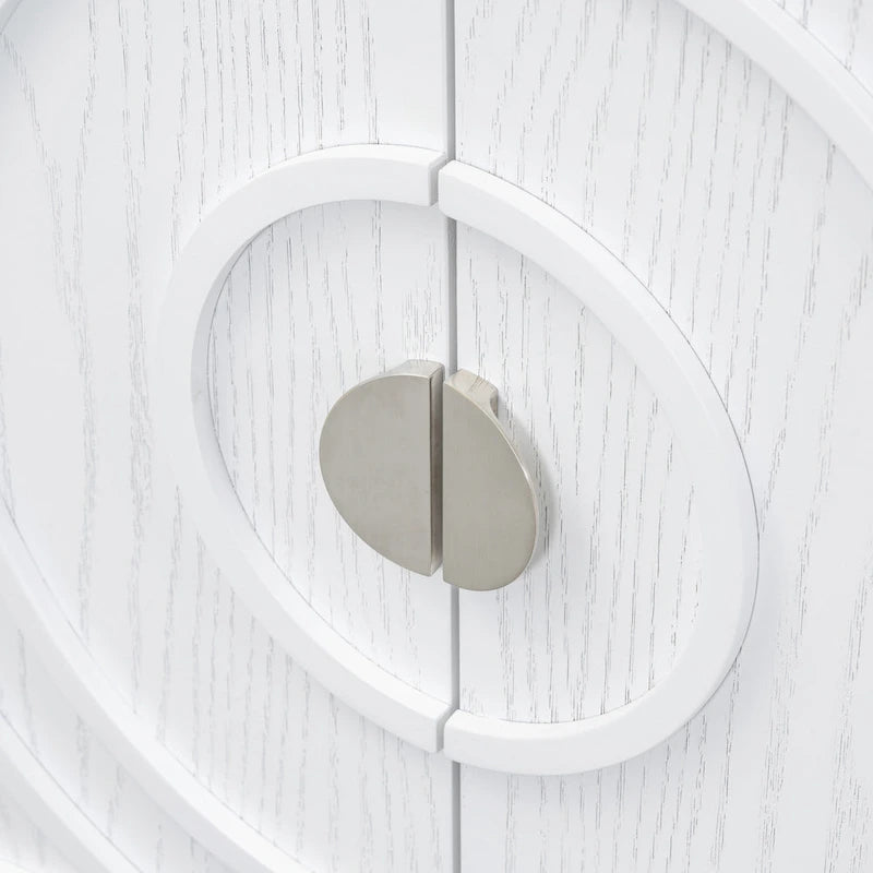 Retro Sideboard door with Circular Groove Design Round Metal Door Handle for Entrance, Dinning Room, Living Room (Gray)