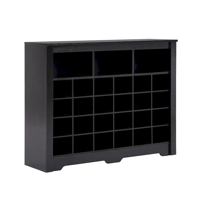 Sleek 24-Cubby Entryway Shoe Console Cabinet with Modern Curved Base and Open Storage