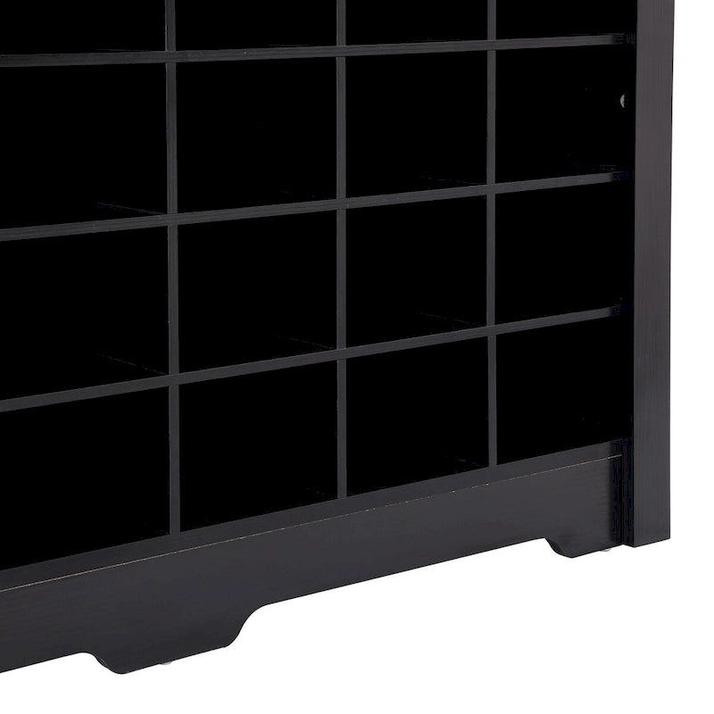 Sleek 24-Cubby Entryway Shoe Console Cabinet with Modern Curved Base and Open Storage