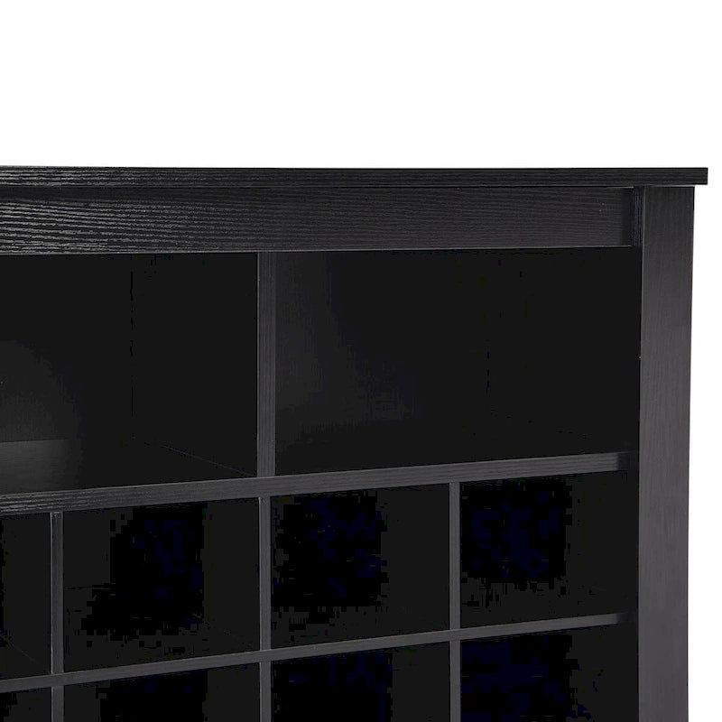 Sleek 24-Cubby Entryway Shoe Console Cabinet with Modern Curved Base and Open Storage