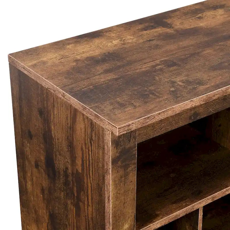Sleek 24-Cubby Entryway Shoe Console Cabinet with Modern Curved Base and Open Storage