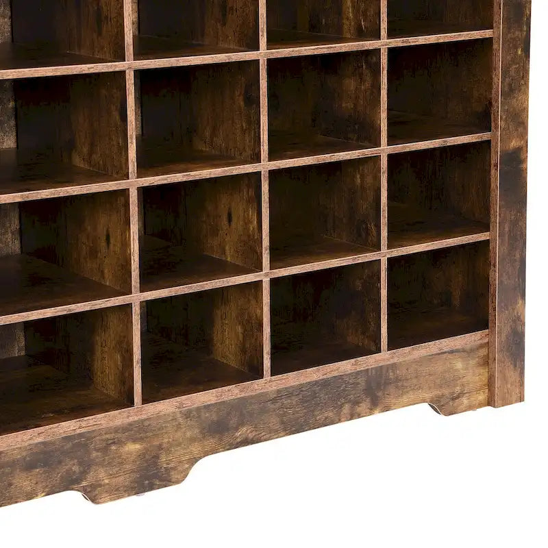 Sleek 24-Cubby Entryway Shoe Console Cabinet with Modern Curved Base and Open Storage