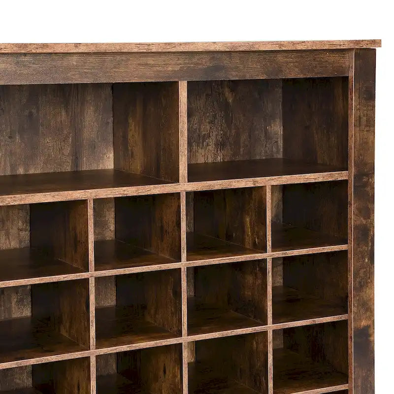 Sleek 24-Cubby Entryway Shoe Console Cabinet with Modern Curved Base and Open Storage