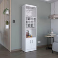 71Tall Bar Cabinet 5-Tier Modern Bar Cabinet with Glass Holder Stemware Rack,Wine Cabinet,12 Bottle Cubbies,5 Shelves