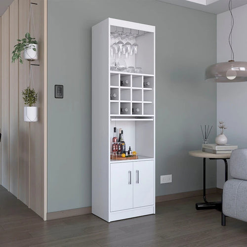 71Tall Bar Cabinet 5-Tier Modern Bar Cabinet with Glass Holder Stemware Rack,Wine Cabinet,12 Bottle Cubbies,5 Shelves