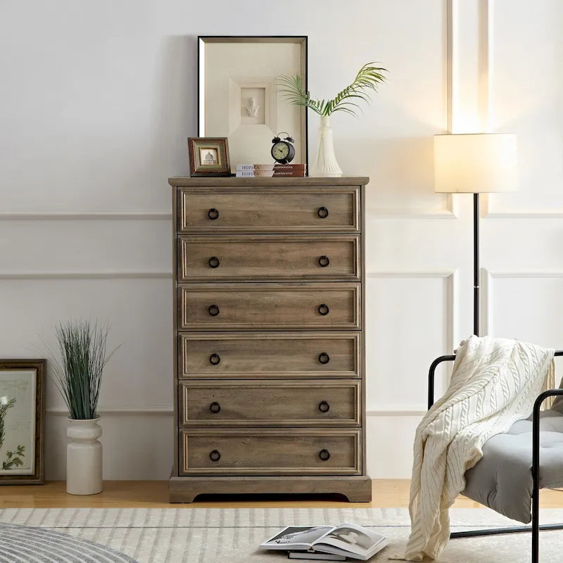 Moderner 6-Schubladen-Schrank mit breiten Auszügen und Kippschutz für das Schlafzimmer