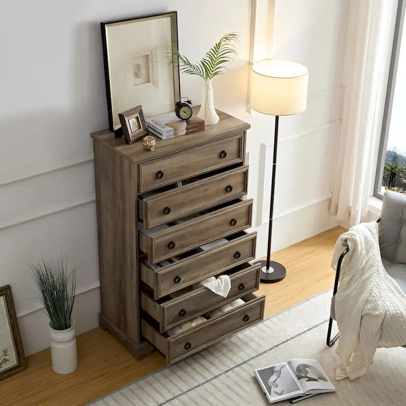 Moderner 6-Schubladen-Schrank mit breiten Auszügen und Kippschutz für das Schlafzimmer