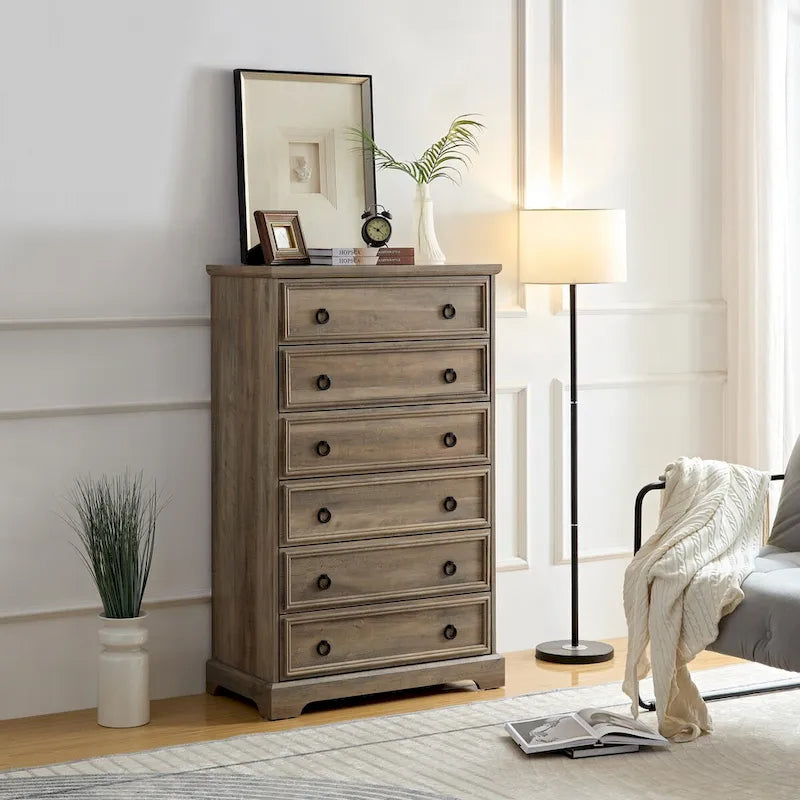 Moderner 6-Schubladen-Schrank mit breiten Auszügen und Kippschutz für das Schlafzimmer