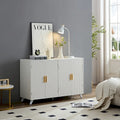Sideboard-Buffetschrank mit 4 Türen und herausnehmbaren Einlegeböden für Wohnzimmer und Esszimmer, elfenbeinweiß
