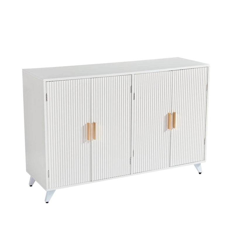 Sideboard-Buffetschrank mit 4 Türen und herausnehmbaren Einlegeböden für Wohnzimmer und Esszimmer, elfenbeinweiß