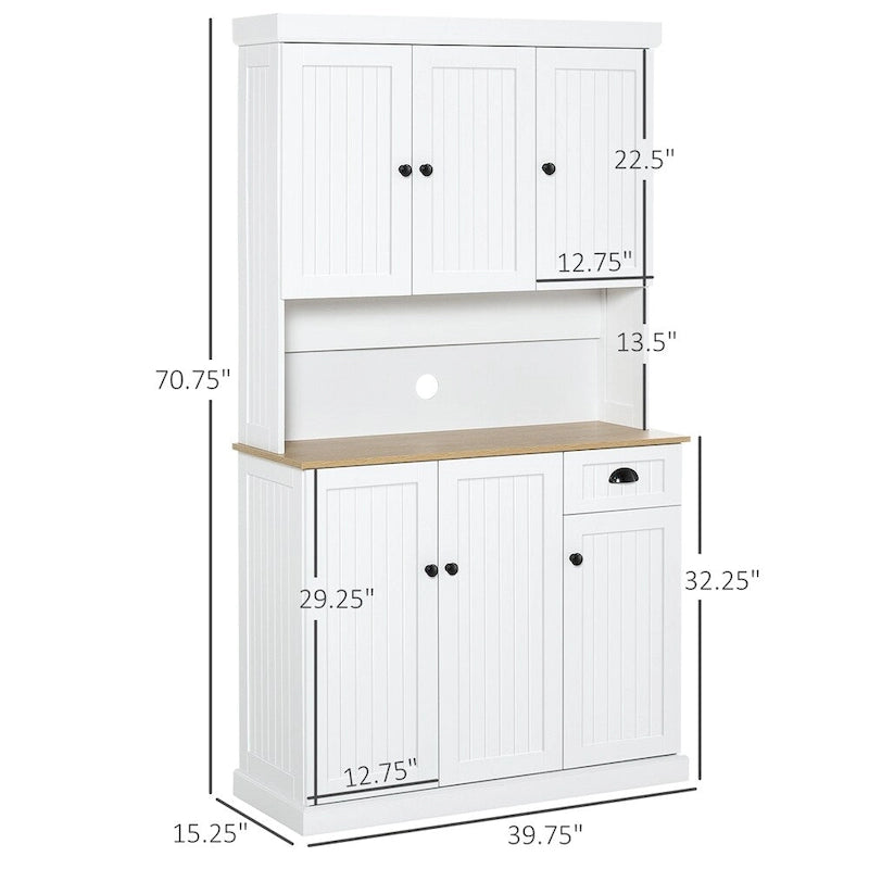 71 Buffet with Hutch,Modern Kitchen Pantry Storage Cabinet w/Drawer