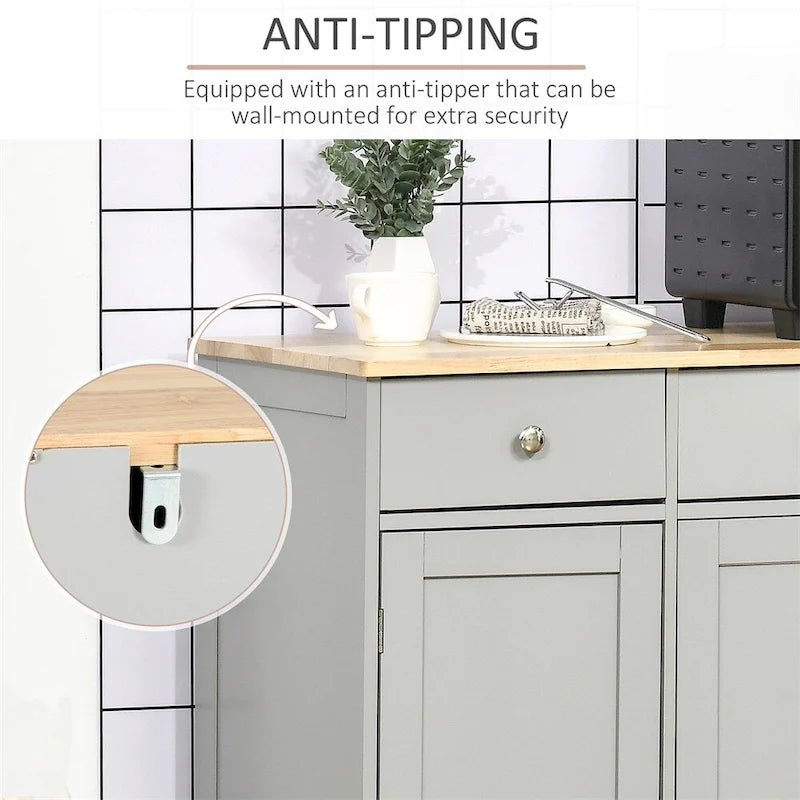 Buffet Cabinet with Drawers and Adjustable Shelves - N/A