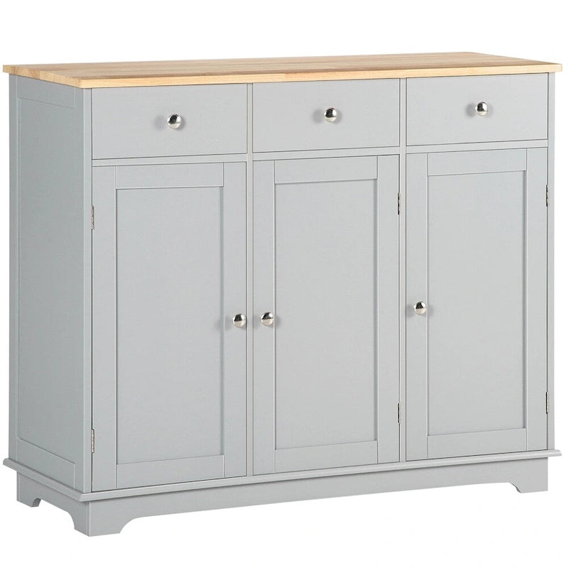 Buffet Cabinet with Drawers and Adjustable Shelves - N/A
