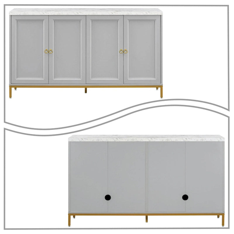 Elegante e raffinata credenza in legno, piano con adesivi effetto marmo