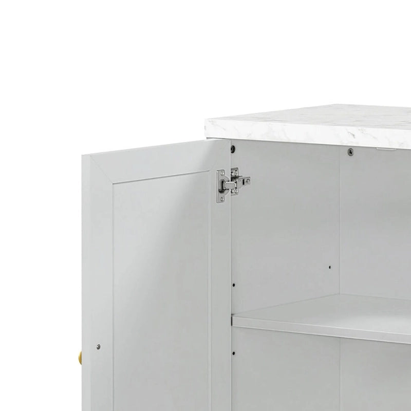 Elegante e raffinata credenza in legno, piano con adesivi effetto marmo