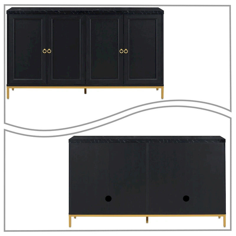 Elegante e raffinata credenza in legno, piano con adesivi effetto marmo