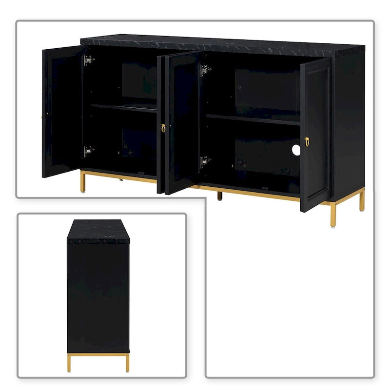 Elegante e raffinata credenza in legno, piano con adesivi effetto marmo