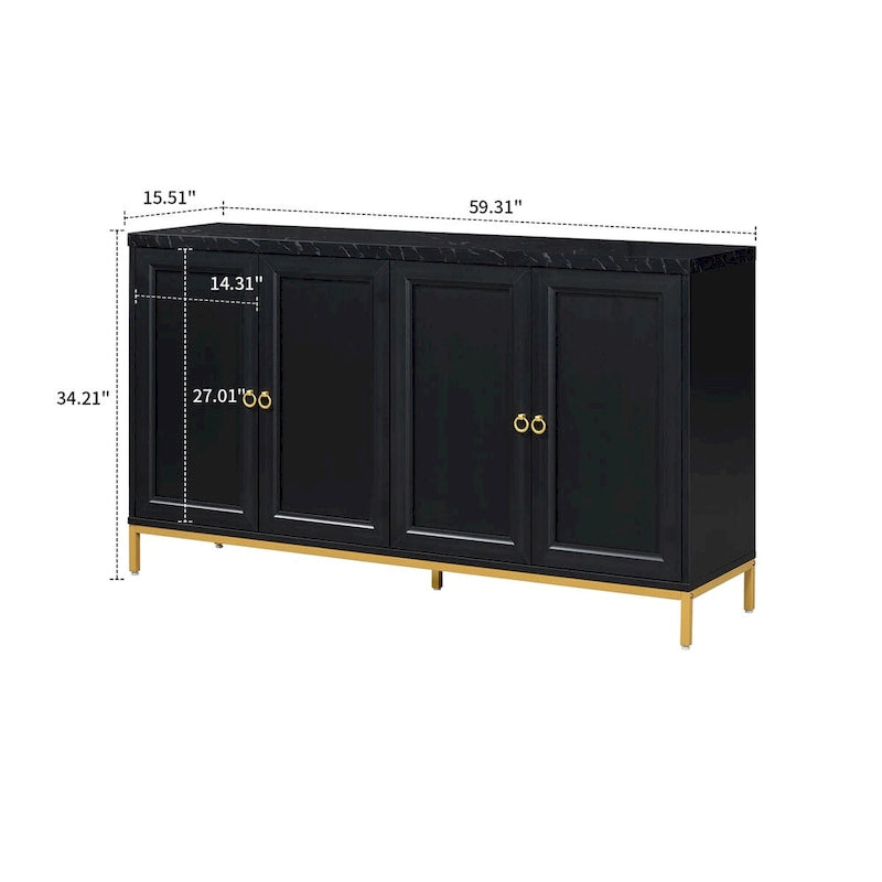 Elegante e raffinata credenza in legno, piano con adesivi effetto marmo